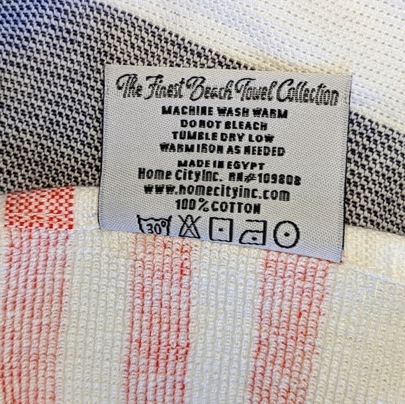 Egyptian Cotton Beach Outdoor Picnic Blanket Tassel Wrap in Red White Blue NWOT - Picture 4 of 6